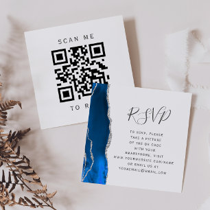 Carte D'accompagnement Budget Royal Blue Argent Mariage QR Code RSVP