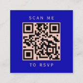 Carte D'accompagnement Budget Royal Blue Rose Gold Mariage QR Code RSVP (Dos)