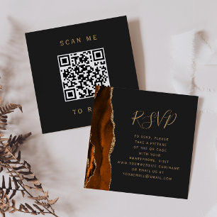 Carte D'accompagnement Budget Rust Or Agate Sombre Mariage QR Code RSVP