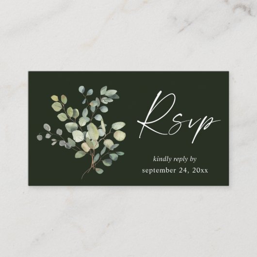 Carte D'accompagnement Budget Rustique Eucalyptus Duo 2SM Repas RSVP - Ve (Devant)