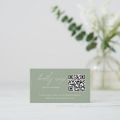 Carte D'accompagnement Budget Sage vert QR Code RSVP Mariage site Web (Debout devant)
