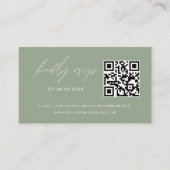 Carte D'accompagnement Budget Sage vert QR Code RSVP Mariage site Web (Devant)