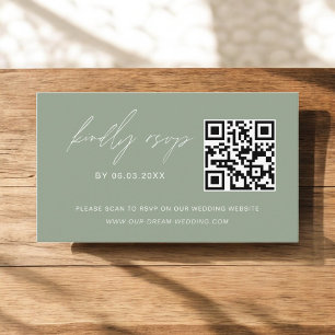 Carte D'accompagnement Budget Sage vert QR Code RSVP Mariage site Web