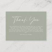Carte D'accompagnement Budget sage vert simple douche nuptiale merci (Dos)