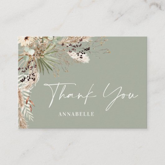 Carte D'accompagnement Budget sage vert simple douche nuptiale merci (Devant)