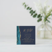 Carte D'accompagnement Budget Sarcelle Agate Marine Mariage QR Code RSVP (Debout devant)