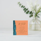 Carte D'accompagnement Budget Sarcelle Agate Tangerine QR Code RSVP (Debout devant)
