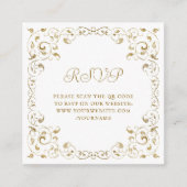 Carte D'accompagnement Budget Script Foliage Mariage Code QR RSVP Or (Devant)