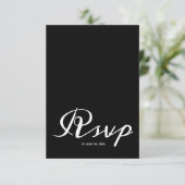 Carte D'accompagnement Budget Simple Noir Blanc Mariage RSVP QR Code (Debout devant)