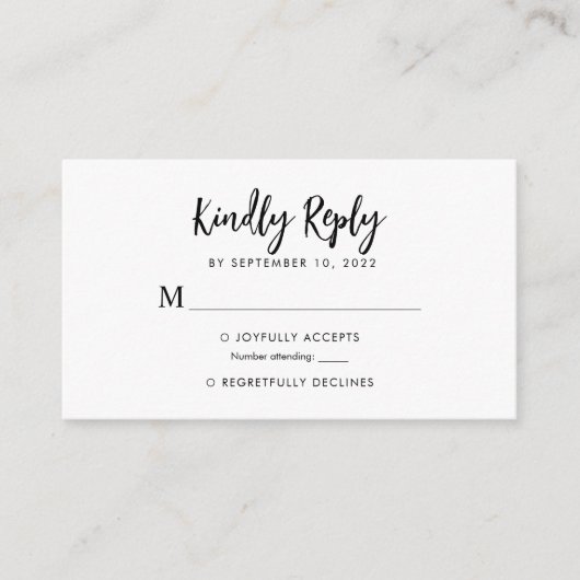 Carte D'accompagnement BUDGET Simple Romantique Script Coeur Monogramme R (Devant)