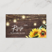 Carte D'accompagnement Budget Tournesol, Bois, Lumières 2SM Repas RSVP (Devant)