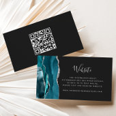 Carte D'accompagnement Budget Turquoise Argent Agate Dark Mariage QR Code