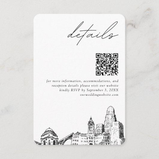 Carte D'accompagnement Buffalo Mariage moderne Détails QR Code (Devant)