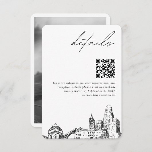 Carte D'accompagnement Buffalo Mariage moderne Détails QR Code (Devant / Derrière)