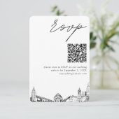 Carte D'accompagnement Buffalo Mariage moderne RSVP QR Code (Debout devant)