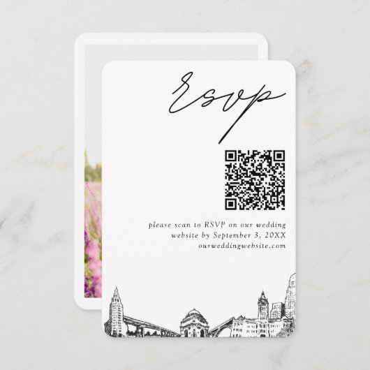 Carte D'accompagnement Buffalo Mariage moderne RSVP QR Code (Devant / Derrière)