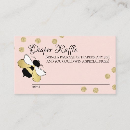Carte D'accompagnement Bumble Bee Baby Diaper Raffle Rose (Devant)
