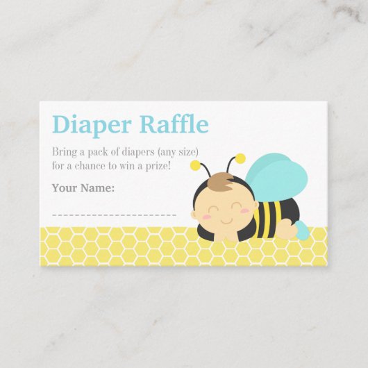 Carte D'accompagnement Bumble Bee Boy Baby shower, Déchets Raffle (Devant)