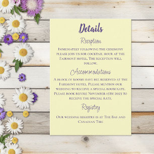 Carte D'accompagnement Bumblebebee Lavender fleur Jaune