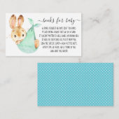 Carte D'accompagnement Bunny Cute Boy Book Demande de Baby shower (Devant / Derrière)
