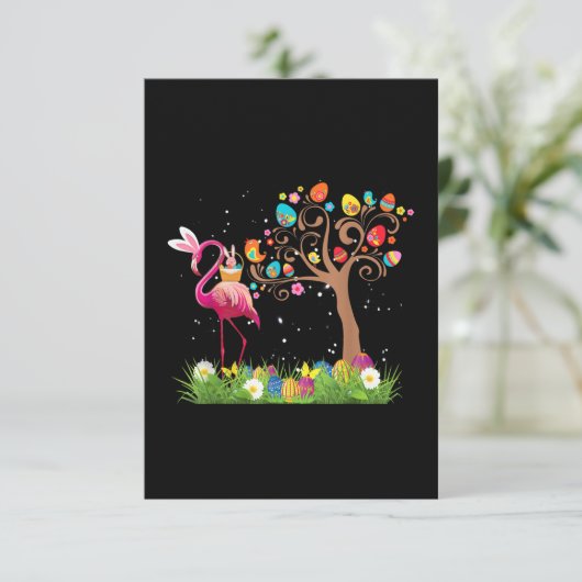 Carte D'accompagnement Bunny Flamingo Easter | Cute Flamingo Lovers (Debout devant)