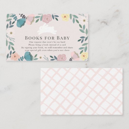Carte D'accompagnement Bunny Pink Floral Girl Baby shower Request (Devant / Derrière)