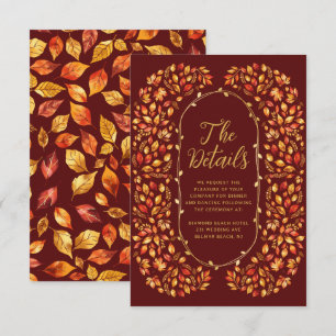 Carte D'accompagnement Burange Fall Rustic Feuille Détails du Mariage