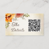 Carte D'accompagnement Burange Orange Fall Floral Détails du Mariage QR C (Devant)
