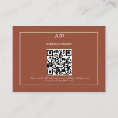 Carte D'accompagnement Burange Orange Terracotta Mariage Qr Code Mariage (Devant)
