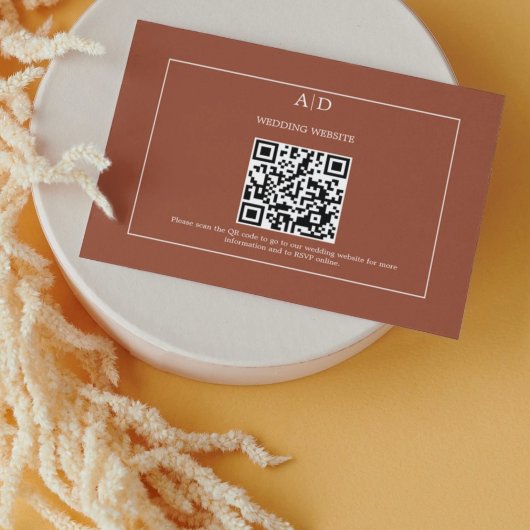 Carte D'accompagnement Burange Orange Terracotta Mariage Qr Code Mariage