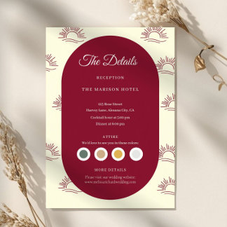 Carte D'accompagnement Burgundy and Ivory Arch  Wedding Details Card
