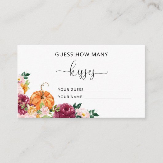 Carte D'accompagnement Burgundy automne devinez combien de baisers jeu de (Devant)