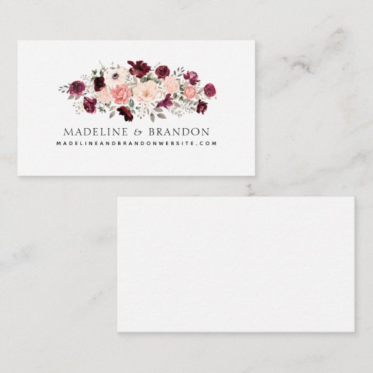 Carte D'accompagnement Burgundy Blush Floral Mariage Website (Devant / Derrière)