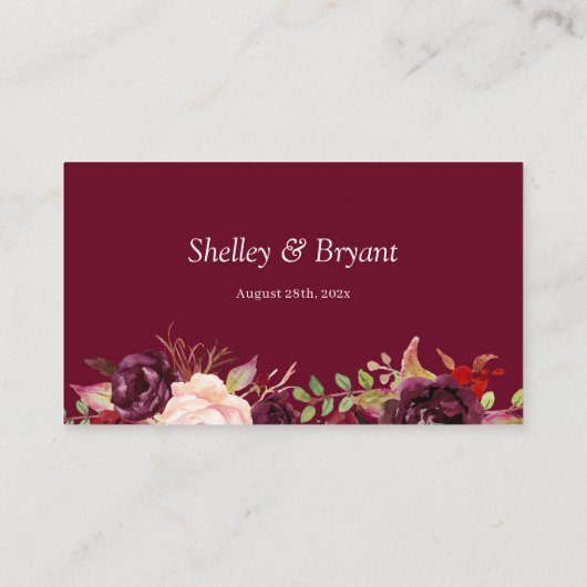 Carte D'accompagnement Burgundy Blush Floral Mariage Website RSVP QR Code (Dos)