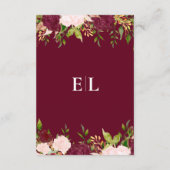 Carte D'accompagnement Burgundy Blush Gold Floral Mariage (Dos)