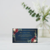 Carte D'accompagnement Burgundy Blush Navy Floral Détails du Mariage (Debout devant)