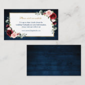 Carte D'accompagnement Burgundy Blush Navy Floral Mariage Détails du site (Devant / Derrière)