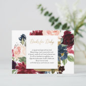 Carte D'accompagnement Burgundy blush or fille baby shower demande de rés (Debout devant)