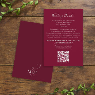 Carte D'accompagnement Burgundy Détails du Mariage RSVP Simple
