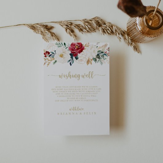 Carte D'accompagnement Burgundy d'or classique Mariage blanc Wishing well