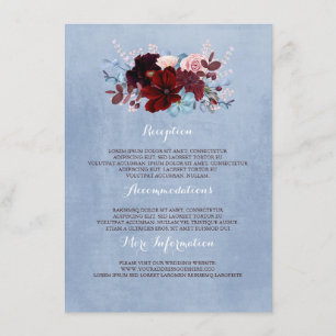 Carte D'accompagnement Burgundy et Dusty Blue Information Mariage Invité
