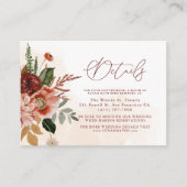 Carte D'accompagnement Burgundy et Terracotta Détails du Mariage (Devant)