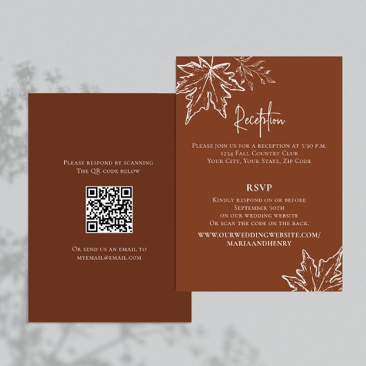 Carte D'accompagnement Burgundy Fall quitte QR Code RSVP Mariage