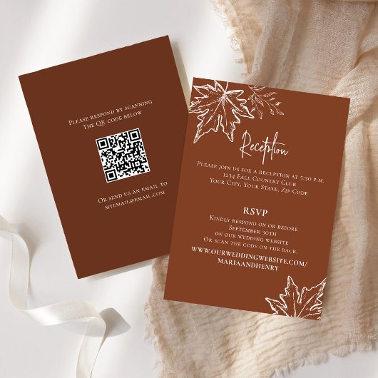 Carte D'accompagnement Burgundy Fall quitte QR Code RSVP Mariage