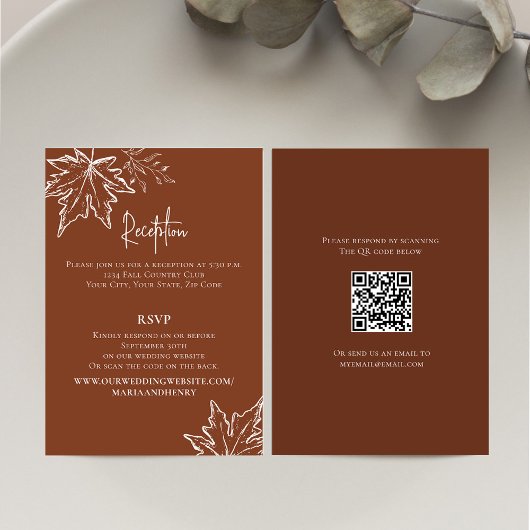 Carte D'accompagnement Burgundy Fall quitte QR Code RSVP Mariage