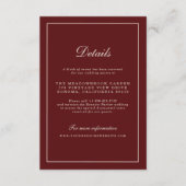 Carte D'accompagnement Burgundy Fall Wedding Details Enclosure Card (Devant)