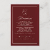 Carte D'accompagnement Burgundy Fall Wedding Directions Card (Devant)