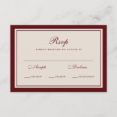 Carte D'accompagnement Burgundy Fall Wedding RSVP Card (Devant)