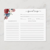 Carte D'accompagnement Burgundy Fête des mariées florale Script Recette (Devant)