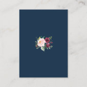 Carte D'accompagnement Burgundy Floral Navy Blue Gold Détails du Mariage (Dos)
